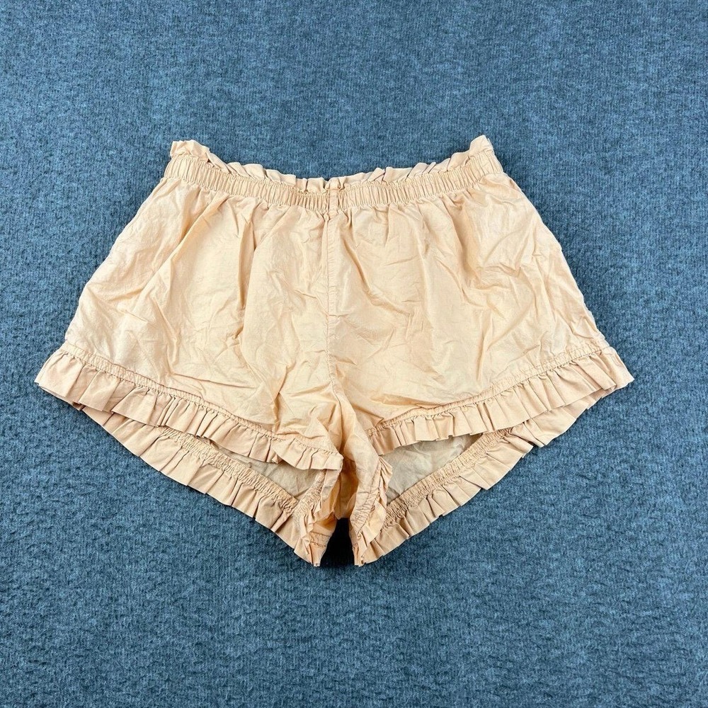 Aerie Women's S Small Peach Ruffle Trim‎ Pajama Shorts Elastic Waist Lounge